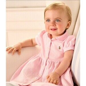 Ralph Lauren / Oxford Dress & Bloomers / Pink Stripe/ Girls / 0-3 Months